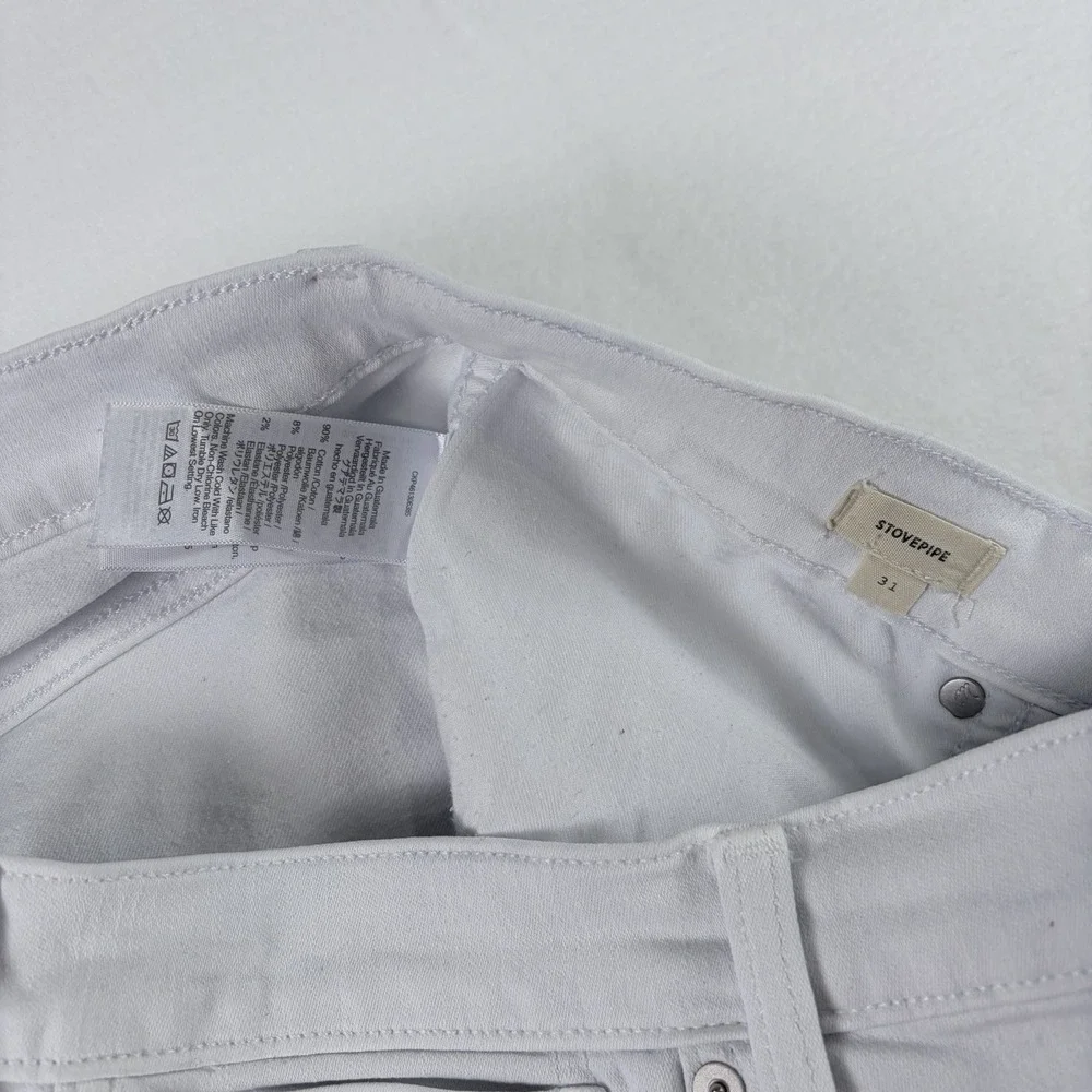Madewell Jeans Women's 31 Stovepipe High Rise White Stretch Summer Resort‎